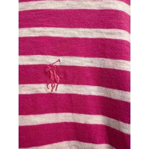 Ralph Lauren Sport Long Sleeve Crew Neck Blouse Pink White Size Medium - Picture 6 of 6